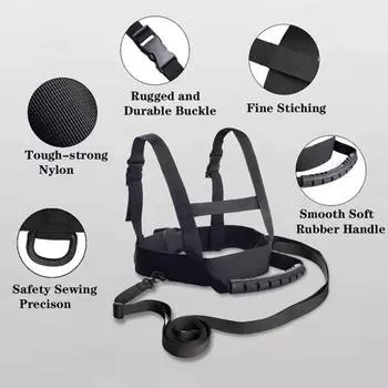 Тренажер для катания на лыжах для малышей Yousheng со съемным поводком, регулируемый быстроразъемный ремень для лыжного снаряжения, сноуборда, тренировочный ремень розовый