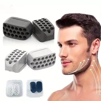 Тренажер для линии челюсти, 2 шт., тренажер для мышц прикуса, шарик для фитнеса, силиконовый жевательный тренажер для мышц лица для мужчин и женщин 2pcs чёрный