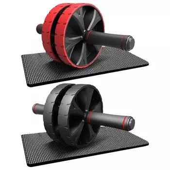 Тренажер для мышц живота Двухколесное колесо для брюшного пресса для домашних тренировок в помещении Black