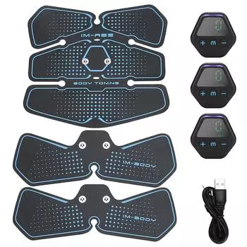 Тренажер для мышц живота EMS с цифровым дисплеем, зарядный фитнес-накладка
