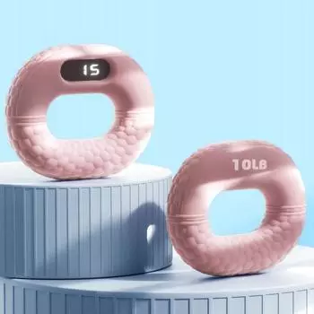 Тренажер для силового захвата рук со светодиодным счетчиком. Силовая тренировка с пятью пальцами. Сжимающее кольцо. Снятие стресса. Усилитель захвата рук для реабилитации. розовый