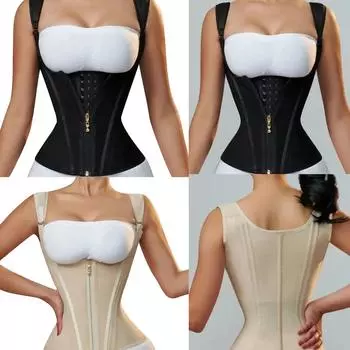 Тренажер для талии для женщин, спортивный пояс с застежкой-молнией, корректирующий фигуру для контроля живота, бодибилдинга, похудения живота S чёрный