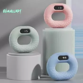 Тренажер для тренировки силы хвата рук со светодиодным дисплеем - силовая тренировка пяти пальцев, снятие стресса с помощью сжимающего кольца, усилитель хвата для рук озеро синий