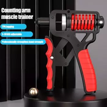 Тренажер силы хвата Регулируемое расстояние/сопротивление Эргономичный нескользящий резиновый захват для рук Рукоятка Усилитель предплечья со стойкой A красный черный
