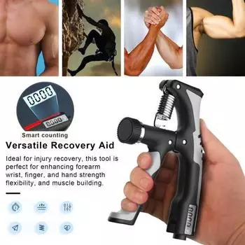 Тренажер силы хвата со счетчиком 10-100 кг Регулируемый цифровой дисплей Счетный тренажер для мужчин и женщин для предплечий Усилитель силы для ручного захвата красный