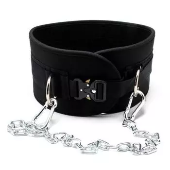 Тренажер силы Утяжеленный пояс для подтягиваний с D-кольцами Широкий пояс Высокая грузоподъемность Утолщенный кор Фитнес Пояс для тяжелой атлетики чёрный