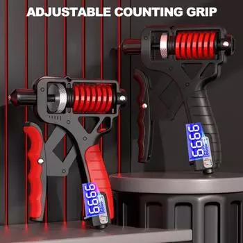 Тренажер силы захвата, регулируемое расстояние 5–165 кг, эргономичный нескользящий резиновый захват для рук, усилитель предплечья с электрическим счетчиком красный
