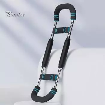 Тренажер Twister Arm с пенопластовой ручкой, регулируемая пружинная штанга для тренировок, укрепитель мышц предплечья и трицепса, эспандер для груди, портативный домашний фитнес чёрный/синий