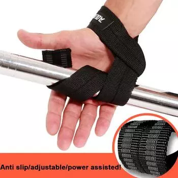 Тренажерный зал Лямки для тяги Перчатки для фитнеса Тяжелая атлетика Запястье Пауэрлифтинг Лямки Anti-s Trai K0B5 Black-One size