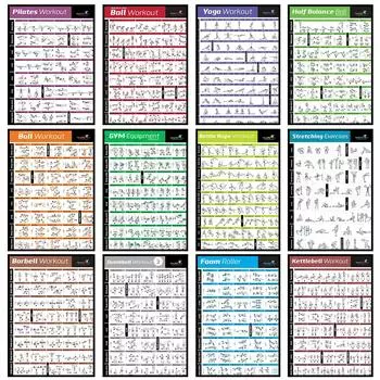 Тренажерный зал, студия йоги, тренировки, подробная схема действий, поза, холст, постер, бодибилдинг, настенная живопись, принты, домашний декор, фрески 21x30cm No Frame