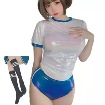 Тренажерный зал Упражнение Супер Косплей [MORApink] Шаровары, Одежда, Одежда, Эмаль, Блестящий, (L)
