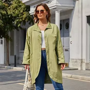 Тренч Астрид, женское длинное тонкое карманное пальто на пуговицах, повседневная мода