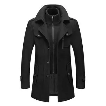 Тренч для мужчин Шерстяное пальто для мужчин Куртки для мужчин Модная куртка и пальто Мужские пальто Пальто с двойным воротником Защитная куртка от холода M серый