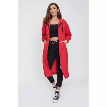 Тренч из мягкого хлопка на молнии с капюшоном и карманом