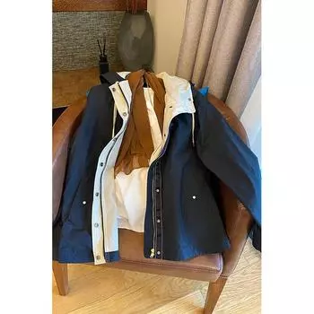 Тренч с капюшоном женский маленький весенне-осенний женская одежда новый женский весенне-осенний короткий с чувством дизайна S тёмно-синий