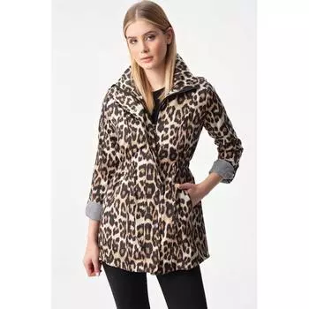 Тренч со складными карманами на рукавах с леопардовым узором