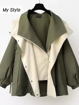 Тренч средней длины для женщин, весенняя и осенняя одежда, повседневная и популярная рабочая одежда, модная куртка с длинными рукавами M абрикосовый