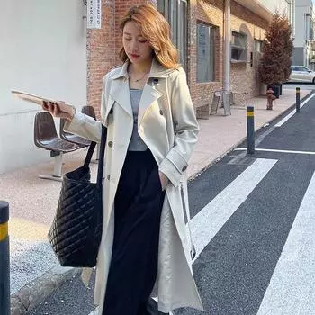 Тренчкот женский длинный высокий новый осенний наряд S