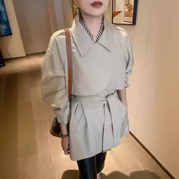 Тренчкот женский весна и осень новый ретро плащ-накидка S