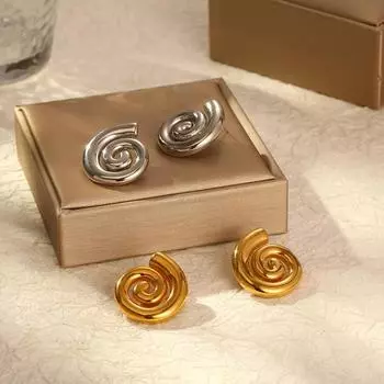 Trend 18K Gold Нержавеющая сталь Вращающиеся Серьги Нити Серьги Из Нержавеющей Стали Женские Серьги Ювелирные Изделия