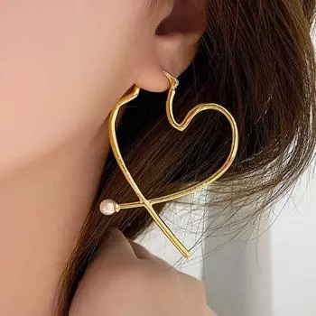 Тренд 2021 года, простые уникальные серьги-кольца из латуни с позолоченным геометрическим персиковым сердцем для женщин, модные украшения (5 шт. бесплатной доставки) бронзовый