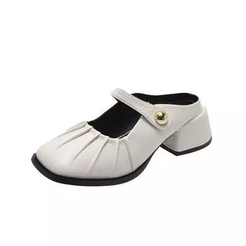 тренд 2024 Летние тапочки Классические женские мюли Модные тапочки на высоком каблуке Уличные пляжные шлепанцы Домашние сандалии женские роскошные 35 серебряный