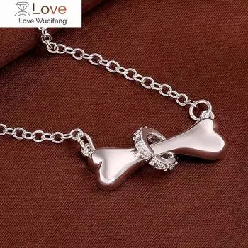 Тренд 925 пробы серебряные кулоны с кристаллами в виде собачьих костей для женщин, модные украшения для вечеринок, рождественские подарки