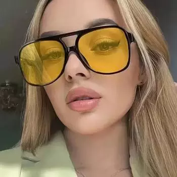 Trend Большие солнцезащитные очки Классические женские и мужские большие солнцезащитные очки с двойной переносицей в оправе Женские очки с большой оправой