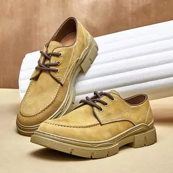 Трендовые повседневные туфли на платформе, повседневные кожаные туфли, швейная линия, мужская обувь ручной работы, прилив 38 чёрный