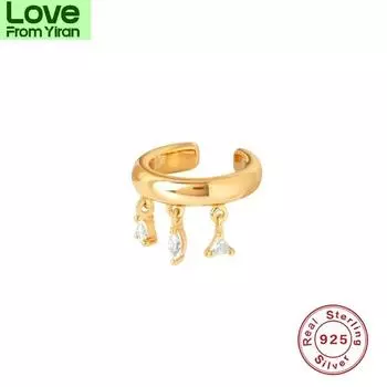 Трендовые серьги 100% настоящее серебро 925 пробы манжета серьги для женщин золотые звезды циркон клипса ювелирные изделия Pendientes Mujer Aretes