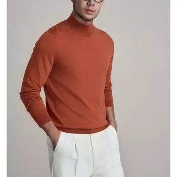 Trend Fashion Autumn Winter new Thin Sweaters Men Solid Mock Neck Smart Casual All-match Long Sleeve Slim Pullovers Knitted Tops L чёрный