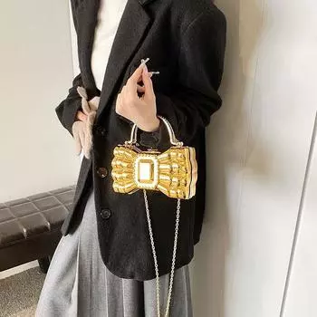 Модная женская сумка-бантик 2024 года, весна-лето, сумка через плечо, индивидуальная универсальная женская сумка подмышкой золотой