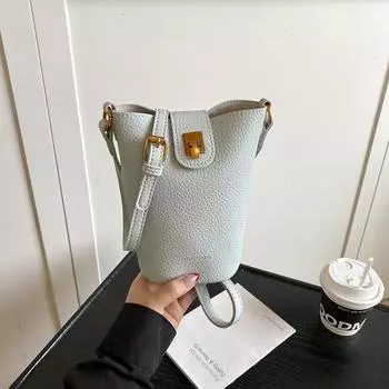 Trend fashion mobile phone casual bag women s new simple bucket bag niche shoulder bucket messenger bag синий