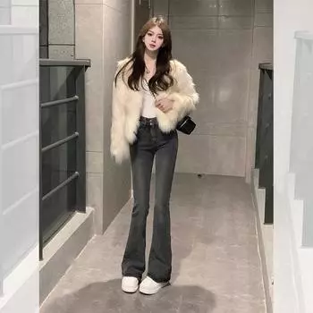 Trend-feeling small fragrant style imitation fox fur integrated coat women s autumn and winter fur fur fur top S