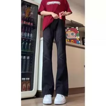 Тренд Гонконга, мужские летние новые прямые джинсы с персонализированными надписями в стиле хип-хоп, модные уличные модные красивые брюки в стиле хулиган S жёлтый