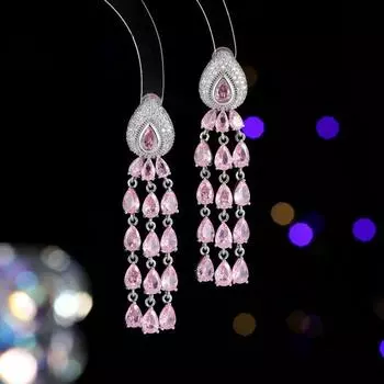 Trend Heavy Industry Water Drop Цирконий кисточка серьги S925 Серебряные иглы Light Luxury Fashion Super Flash Изысканные темпераментные серьги