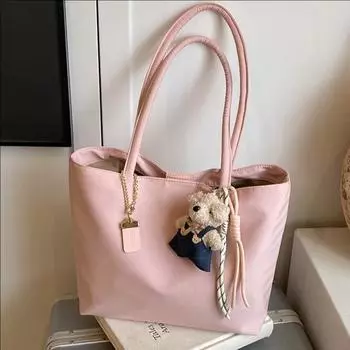 Trend Large-Capacity Tote Bag Women S Solid Color Underarm Bag, High-End Foreign Style Shoulder Bag no pendant белый