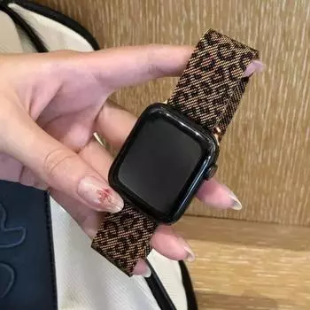 Trend Leopard print Band Fo Apple Watch Strap Series 8 9 Ultra 49 мм SE 7 6 5 40 мм 44 мм 45 мм 41 мм Браслет из нержавеющей стали r iwatch 38 мм 42 мм For 38mm 40mm 41mm