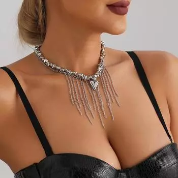 Trend Love Tassel Necklace For Women Girls Light Luxury Versatile Love Collarbone Chain Jewelry Accessories Gifts