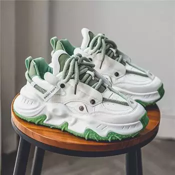 Trend Men s Designer Casual Sneakers Streetwear Lace-up Sneakers Leather Chunky Trainers Men Platform Footwear tenis masculino 39