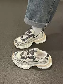 Trend Paris Daddy Shoes женские универсальные кроссовки весна-осень 2025 года из сетчатой ткани с дышащей толстой подошвой повседневные уличные кроссовки Fried Street 35 абрикосовый