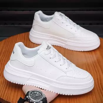 Trend shoes men s shoes 2025 autumn new breathable trend versatile platform white shoes Korean version of sports and leisure board shoes 39 белый