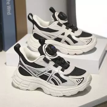 Trend sneakers 2025 spring new children boys mesh shoes girls running shoes rotating buttons 30