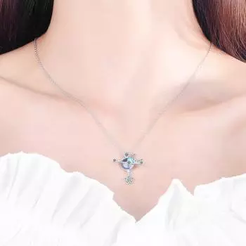 Trend Stars Moon Planet Universe Simple Cute 925 Sterling Silver Clavicle Chain Female Cushion Collares Choker SNE464