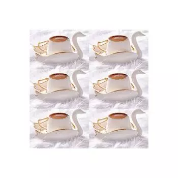 Trend Swan Набор из 6 фарфоровых позолоченных кофейных чашек