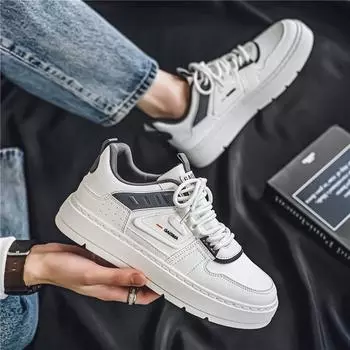 Trend thick-soled low-top skateboard shoes men s student flat-soled casual men s board shoes heightening shoes little white shoes 39