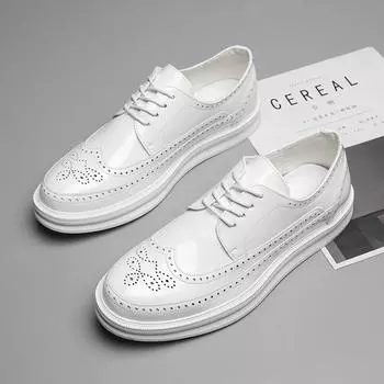 Trend White Brogue Shoes Men Fashion Casual Leather Men s Dress Shoes Classic Business Wear Shoes Men zapatos de vestir hombre 38