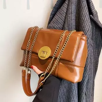 Трендовая женская сумка через плечо большой емкости, новая модная повседневная сумка-цепочка, женская простая универсальная сумка-мессенджер (20cm<Max Length<30cm)