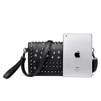 Трендовая европейская и американская ретро женская сумка кроссбоди квадратной формы с заклепками 2019