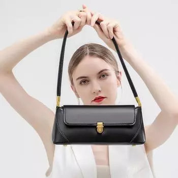 Трендовая французская сумка-багет 2024 года через плечо: Универсальный и модный чёрный